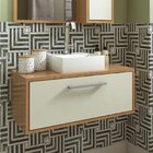 Gabinete Suspenso Para Banheiro Com Cuba Branca 80cm 1 Porta