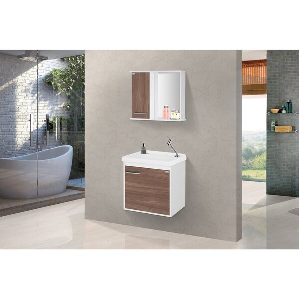 Gabinete Suspenso Para Banheiro Com Cuba E Espelheira 45cm Ar