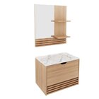 Gabinete Suspenso Para Banheiro Com Espelheira 60cm Marmoriza