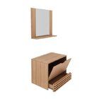 Gabinete Suspenso Para Banheiro Com Espelheira 60cm Marrom