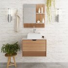 Gabinete Suspenso Para Banheiro Com Espelheira 60cm Marrom/ma