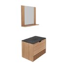 Gabinete Suspenso Para Banheiro Com Espelheira 60cm Preto