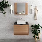 Gabinete Suspenso Para Banheiro Com Espelheira 60cm Preto