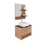 Gabinete Suspenso Para Banheiro Com Espelheira 60cm Preto