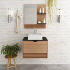 Gabinete Suspenso Para Banheiro Com Espelheira 60cm Preto