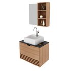 Gabinete Suspenso Para Banheiro Com Espelheira 60cm Preto