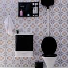 Gabinete Suspenso Para Banheiro Com Lavatório Preto 02 Portas