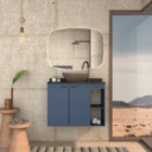 Gabinete Toucador Aster 80 Tampo Granito Escovado Azul