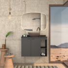 Gabinete Toucador Aster 80 Tampo Granito Escovado Preto