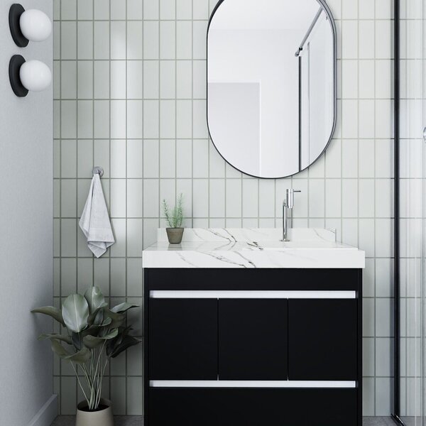 Gabinete/toucador Para Banheiro Anna 80cm Com Cuba Esculpida