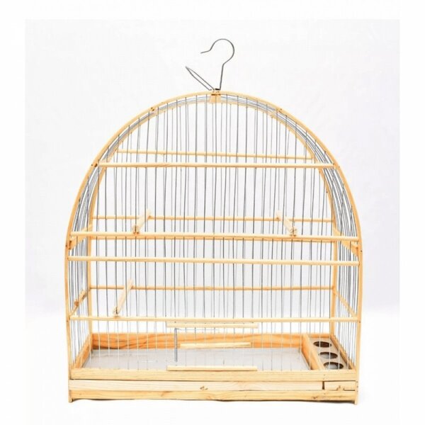 Gaiola Artesanal De Madeira E Aramado Em Arco Grande Completa