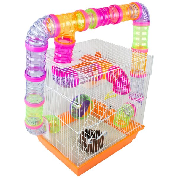 Gaiola Labirinto para Hamster 2 Andares - 33x28x38 cm