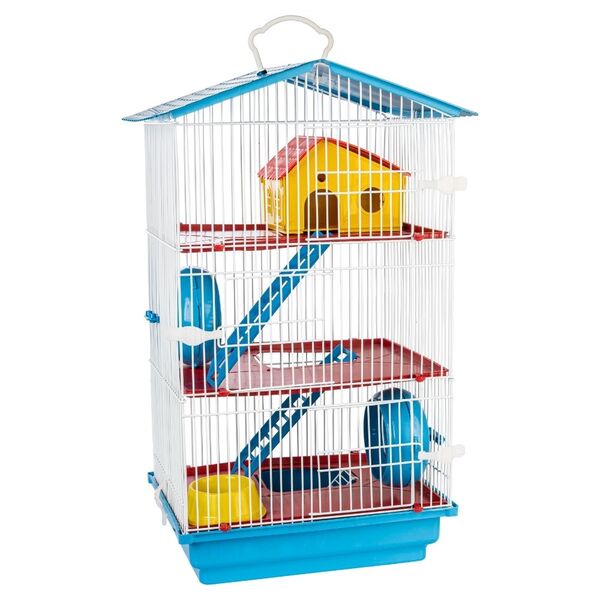 Gaiola Para Hamster 3 Andares Teto Plástico Jel Plast  Azul