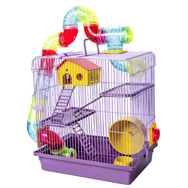 Gaiola Para Hamster Tubo Super Luxo Com 03 Andares Lilás