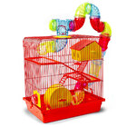 Gaiola Para Hamster Tubo Super Luxo Com 03 Andares Vermelho