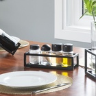 Galheteiro 5 Peças Azeite Vinagre Sal Palito Aço E Vidro Cor