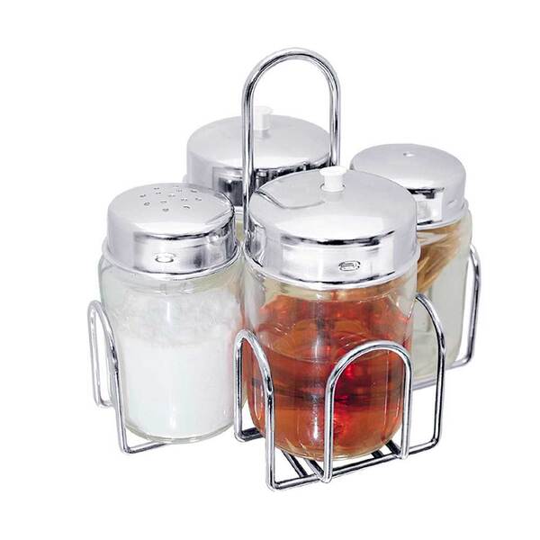 Galheteiro Com Tampa 4 Compartimentos Aço Inox Manox Mgal-062