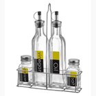 Galheteiro De Vidro Com Suporte 4 Peças Para Restaurante Bar