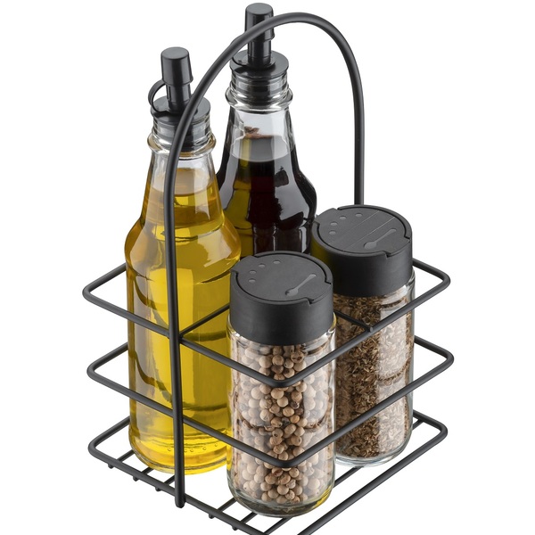 Galheteiro Lucia Porta Temperos Com Suporte Em Aço 4 Potes Pr