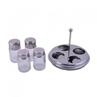 Galheteiro Redondo Forma 4 Vidros Azeite Vinagre Sal Pimenta