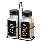 Galheteiro Saleiro E Pimenteiro Com Suporte Vidro E Metal