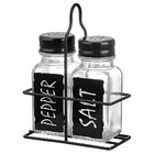 Galheteiro Saleiro E Pimenteiro Com Suporte Vidro E Metal