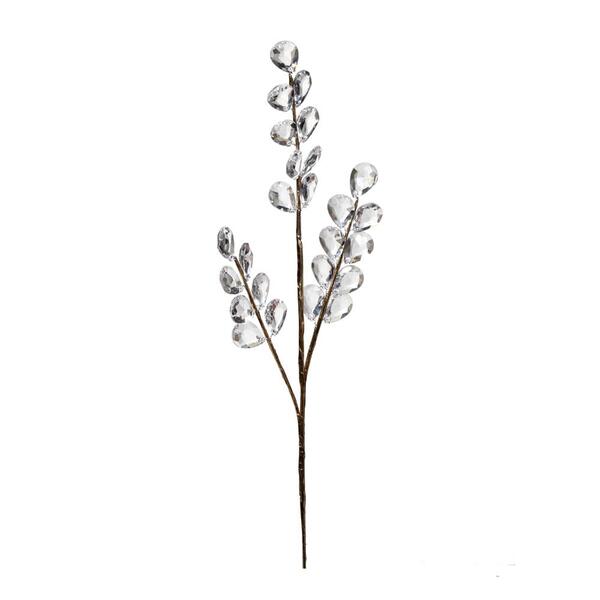 Galho Folha Natalino Plástico/cristal 1un 55x10x3cm 1710654