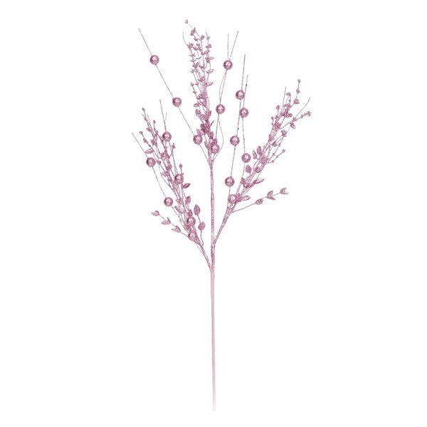 Galho Natalino Rosa Folhas Glitter Grande 75cm Natal1un Cromus