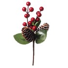 Galho para Árvore Plástico Metal Vermelho, Verde Escuro e Branco 15x10cm Cromus