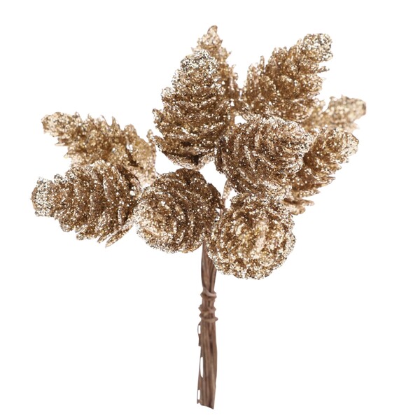 Galho Pinhas Champanhe 8x11x12cm Cromus