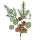 Galho Pinhas Nevadas Verde e Marrom 15x25x35cm Cromus