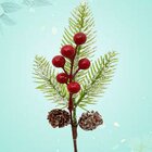 Galhos Pick Berry Vermelho Enfeite Natalino 30cm Kit 10pçs