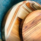 Gamela Redonda De Madeira Teca Para Churrasco Stolf 31 X 31 X