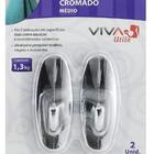 Gancho Adesivo Cromado Médio Bemfixa - 2 Unidades