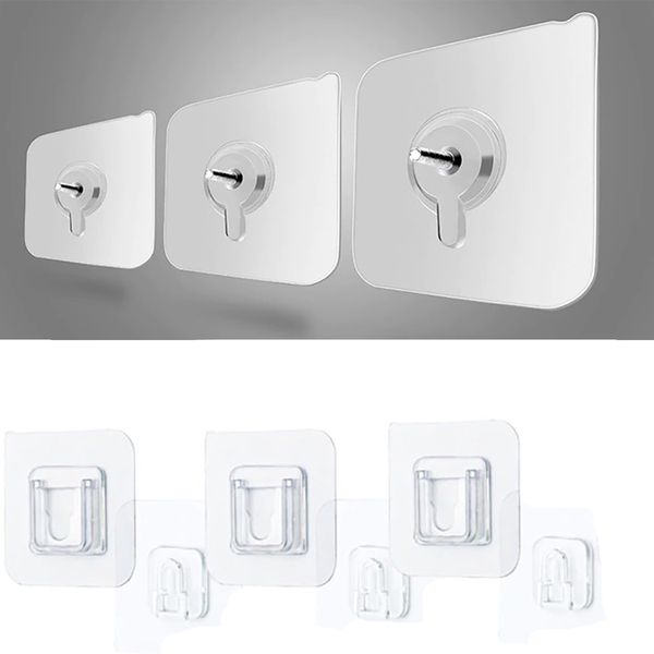 Gancho Adesivo Transparente De Rosca  E De Encaixe Kit C/ 8