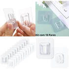 Gancho Adesivo Transparente Macho / Fêmea - Kit 10 Pares