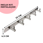 Gancho Cabideiro De Entrada Aço Inoxidável Com 5 Suportes