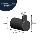 Gancho Cabideiro Preto Fosco Linha Império – Acessório Resist