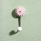 Gancho Cerâmica E Metal Padma Flower - Branco E Rosa