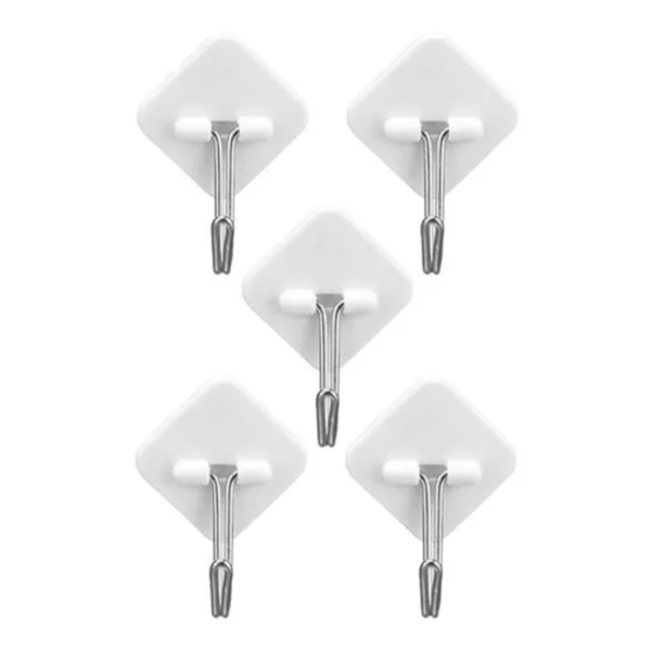 Gancho De Parede Autocolante Com 5 Unidades Suporta 1,5 Kg Br