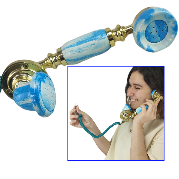 Gancho Monofone Telefone Fixo Linha Estilo Retro Azul Decoraç