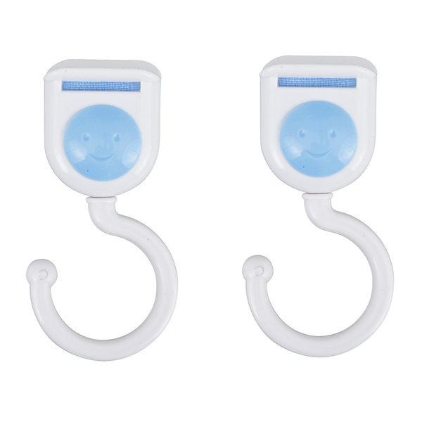 Gancho para Carrinho de Bebê ABS Azul e Branco 2 peças