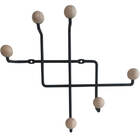 Gancho Para Parede Preto Cabideiro Aço E Madeira Micro Steel