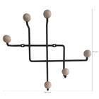 Gancho Para Parede Preto Cabideiro Aço E Madeira Micro Steel