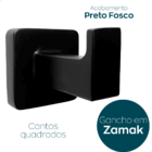 Gancho Porta Toalha De Rosto Preto Fosco Cabide Simples Supor