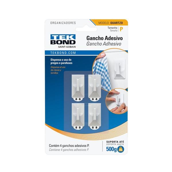 Gancho Quartzo De Plástico Branco P - Tekbond