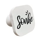 Gancho Suporte Decorativo De Madeira Sonhe Branco 6x6x5 Cm -