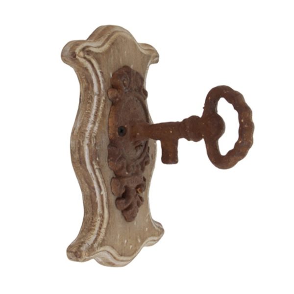 Gancho Vintage Em Madeira E Ferro Decorativo - Carisma