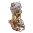 Ganesha Da Prosperidade Ganesh Músico Flauta Gold 14 Cm