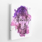 Ganesha Deus Hindu Aquarela Roxo Quadro Canvas 60x40cm